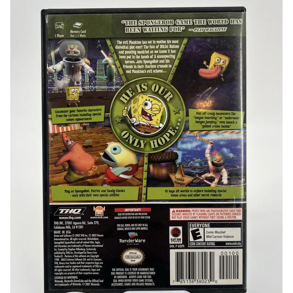 SpongeBob SquarePants Battle for Bikini Bottom Nintendo GameCube Complete